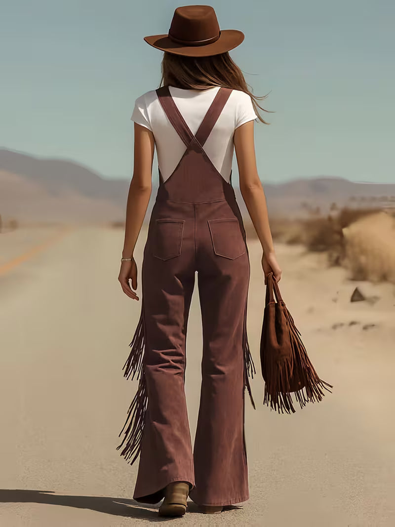 Ketiya – Spodnie Cargo z Szerokimi Nogawkami i Frędzlami