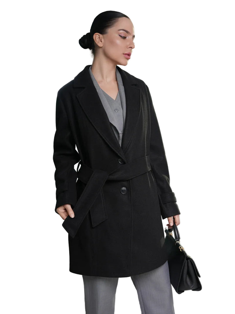 Iseult – Stylowy Płaszcz z Wiązanym Paskiem