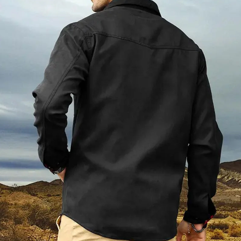 Elkan - Kurtka Westernowa z Podszewką Flanelową i Zatrzaskowymi Guzikami