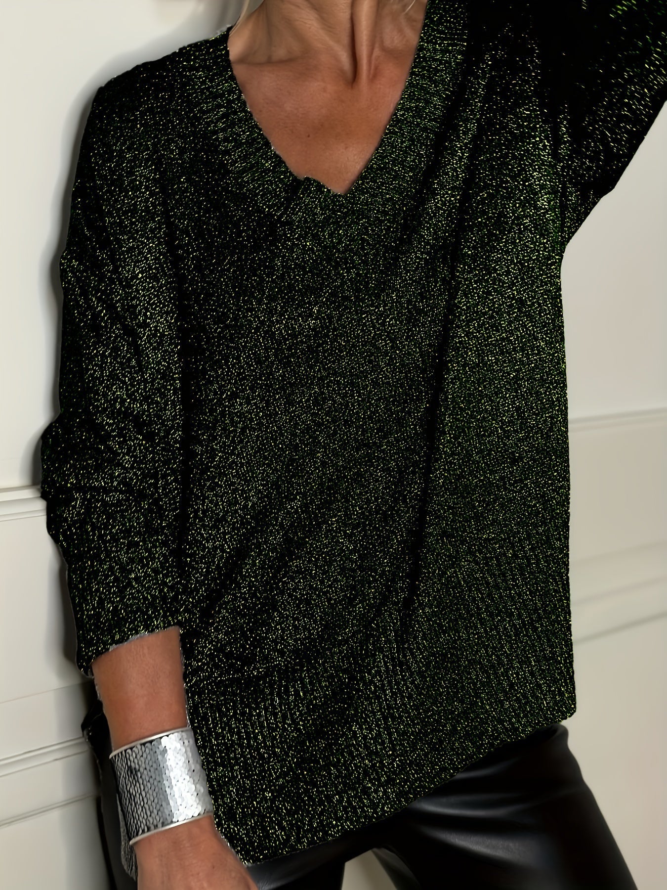 Healy – Sweter z Dzianiny z Dekoltem w Szpic