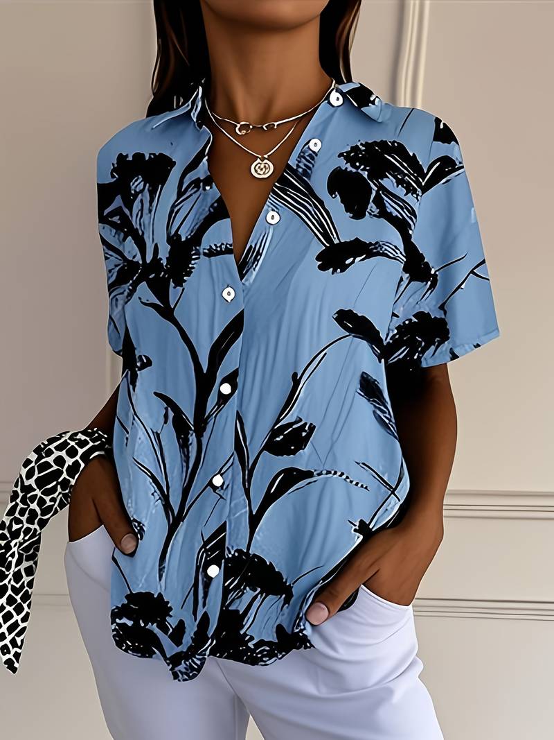 Ayalit - Modna koszula z krótkim rękawem i nadrukiem