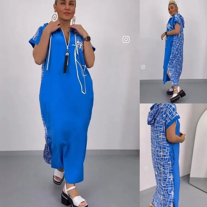 Filiz – Długa i Stylowa Sukienka z Kapturem