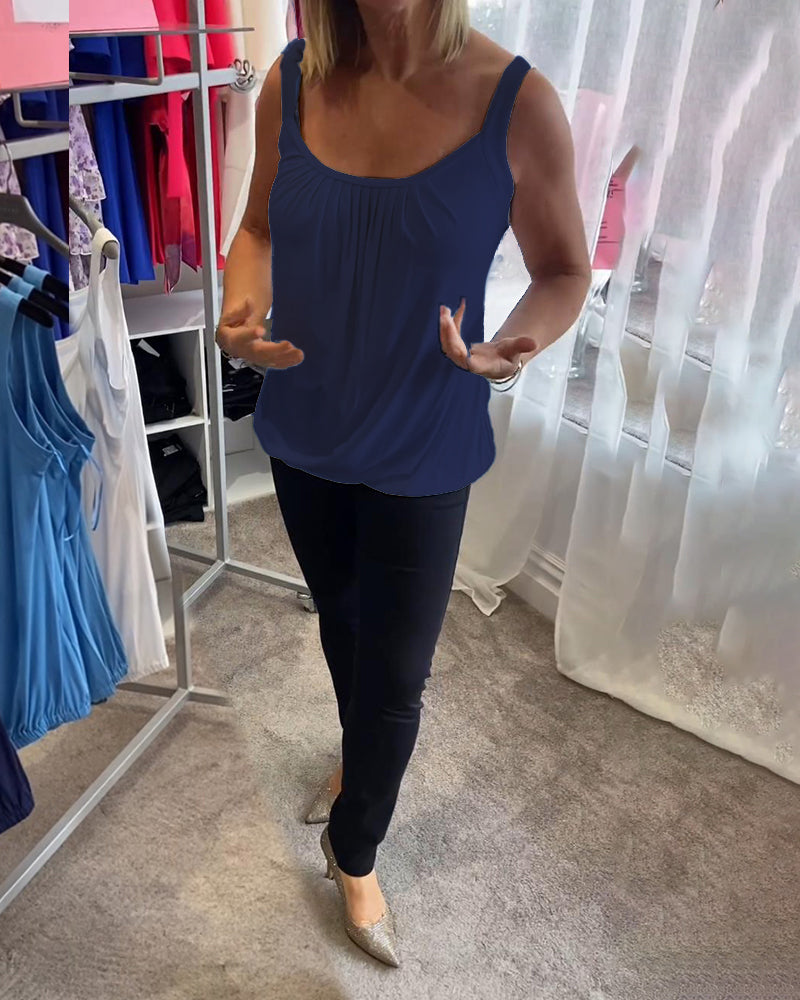 Hanner – Top Bez Rękawów z Prawdziwych Plis