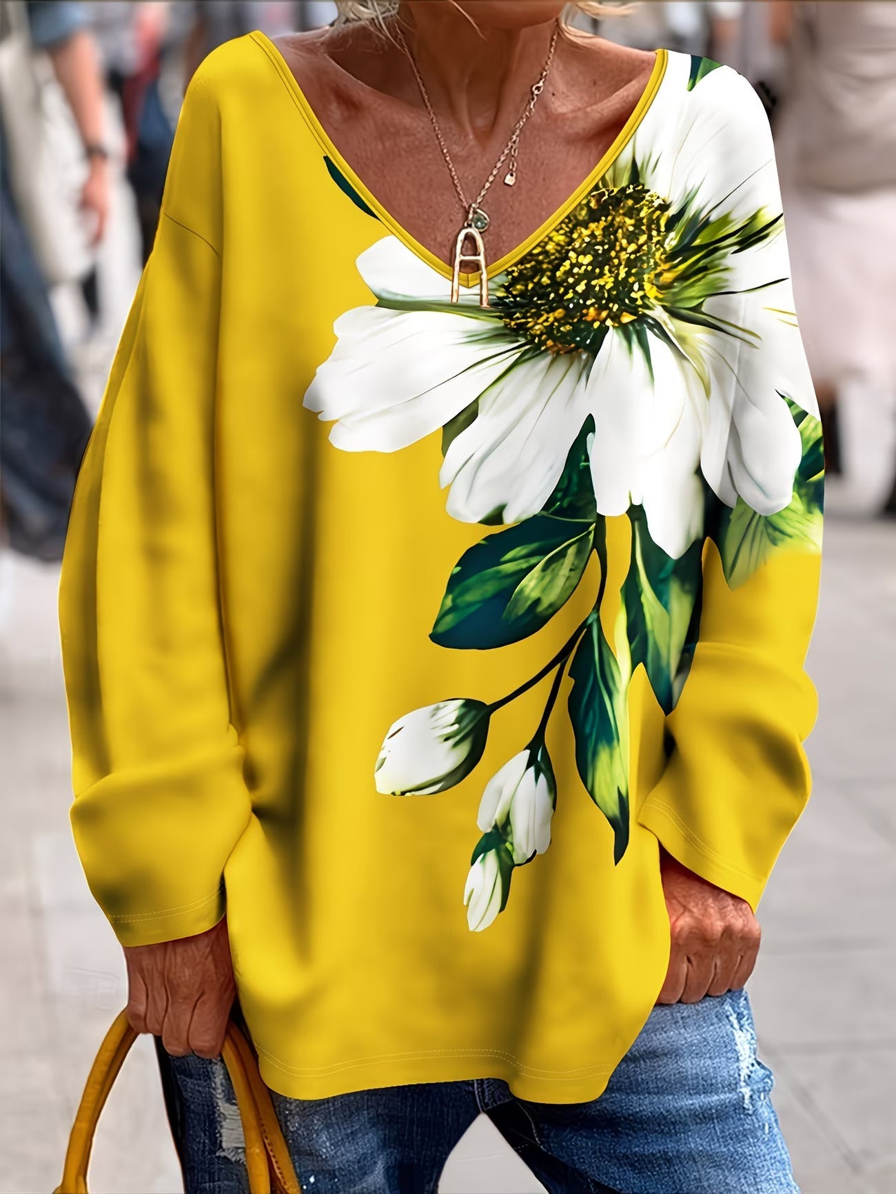 Daphna – Koszulka z Nadrukiem Kwiatowym w Dużym Rozmiarze