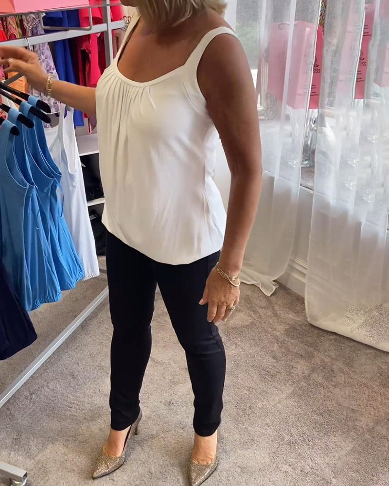 Hanner – Top Bez Rękawów z Prawdziwych Plis