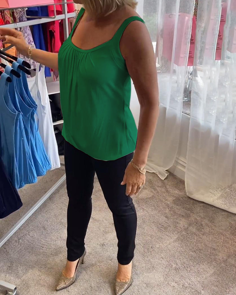 Hanner – Top Bez Rękawów z Prawdziwych Plis