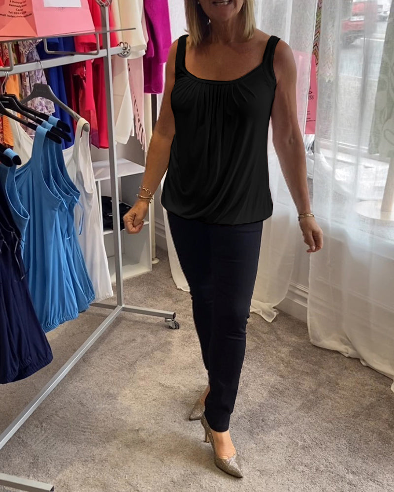 Hanner – Top Bez Rękawów z Prawdziwych Plis