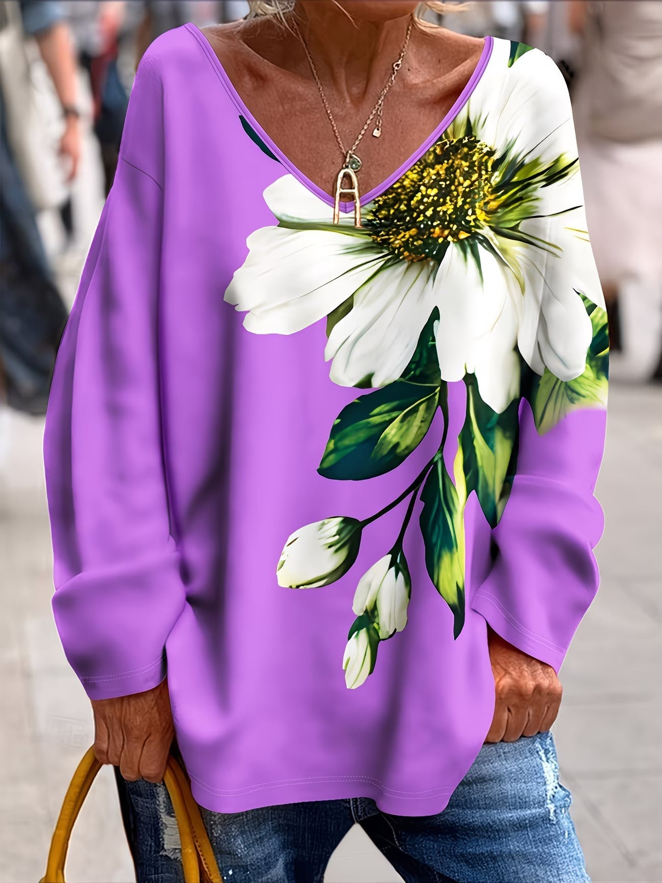 Daphna – Koszulka z Nadrukiem Kwiatowym w Dużym Rozmiarze