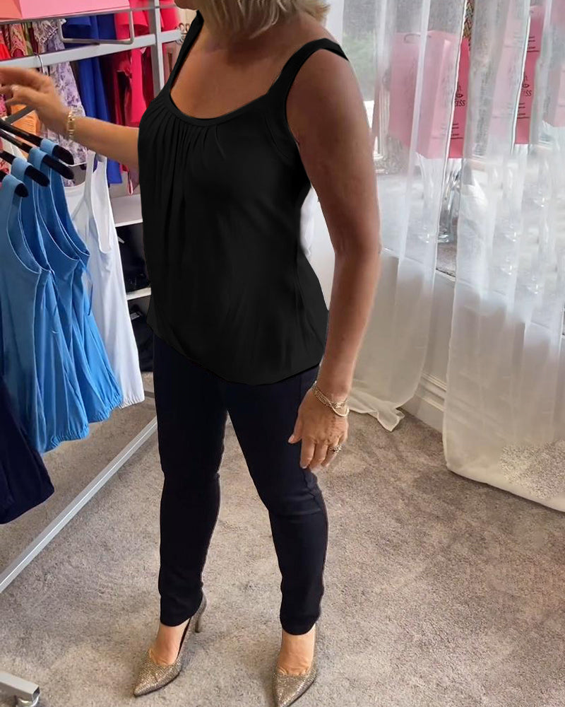 Hanner – Top Bez Rękawów z Prawdziwych Plis