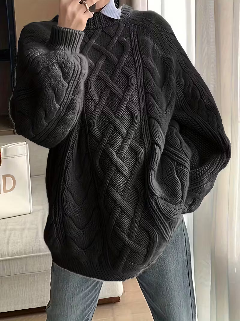 Elayra - Swobodny Luźny Sweter z Dzianiny