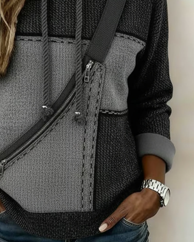 Eija – Stylowa Bluza z Kapturem w Kolorze Blokowym