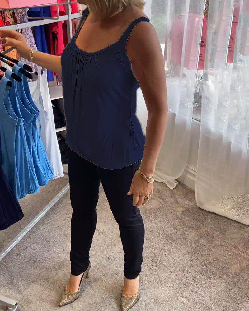 Hanner – Top Bez Rękawów z Prawdziwych Plis