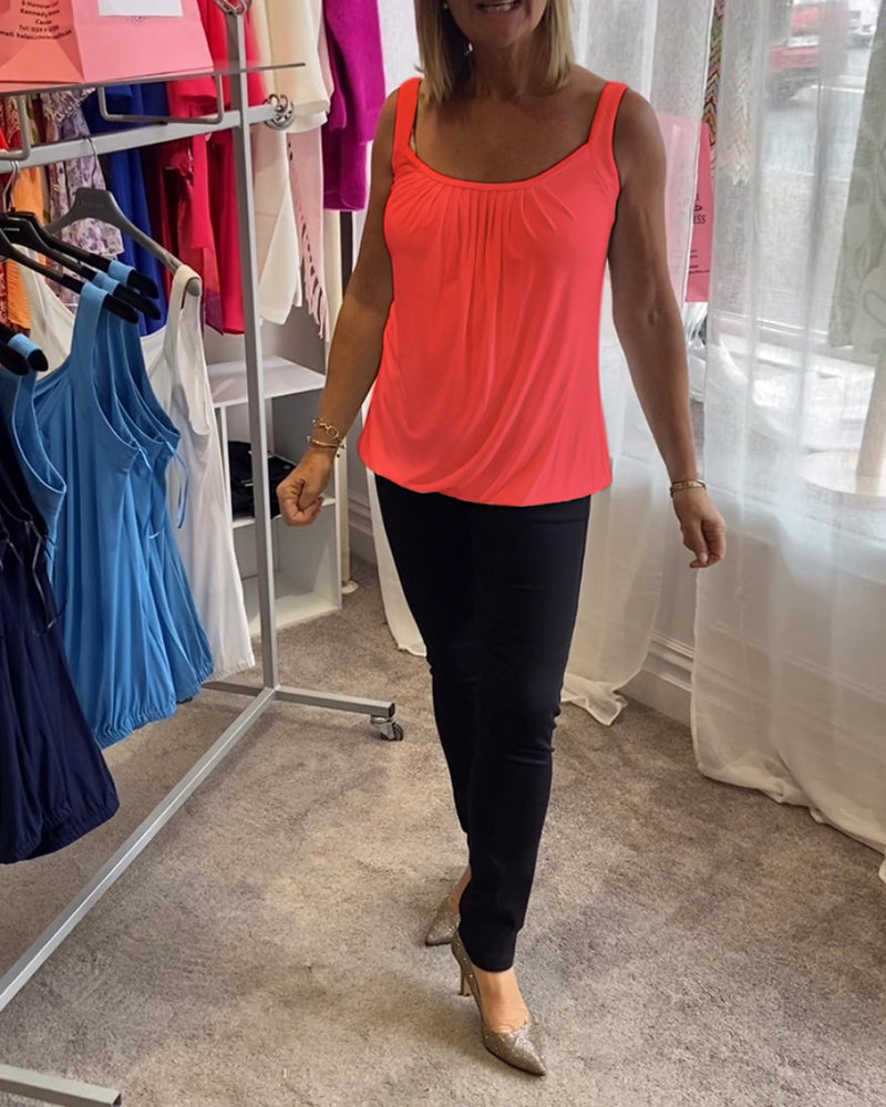 Hanner – Top Bez Rękawów z Prawdziwych Plis