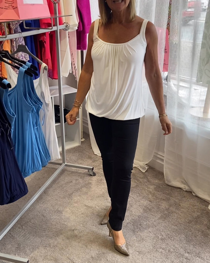 Hanner – Top Bez Rękawów z Prawdziwych Plis