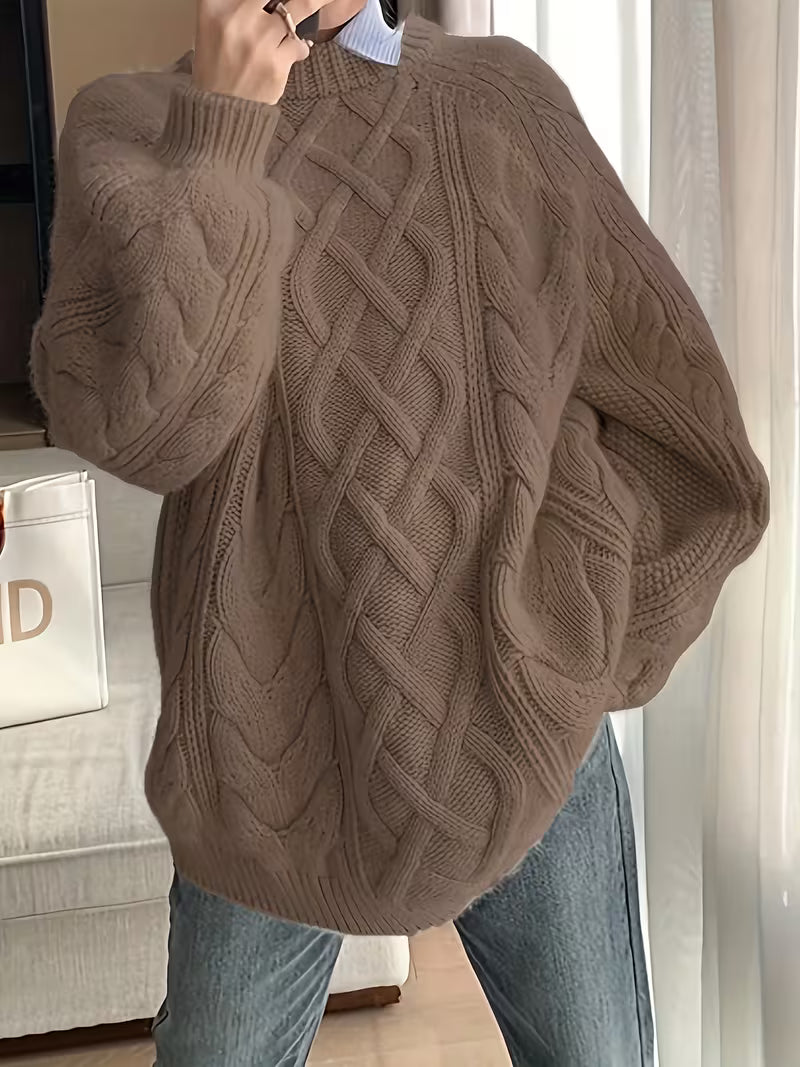 Elayra - Swobodny Luźny Sweter z Dzianiny