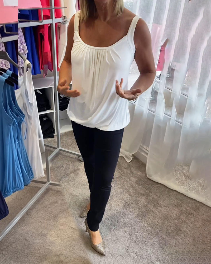 Hanner – Top Bez Rękawów z Prawdziwych Plis