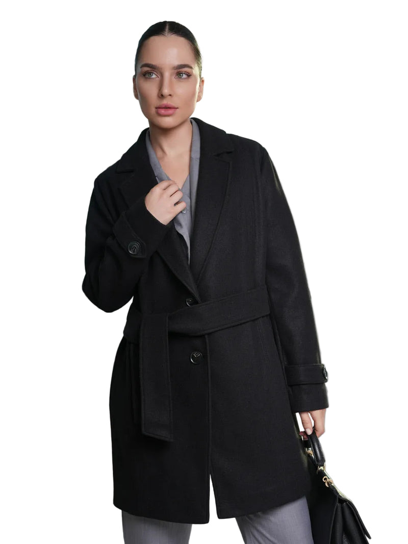 Iseult – Stylowy Płaszcz z Wiązanym Paskiem