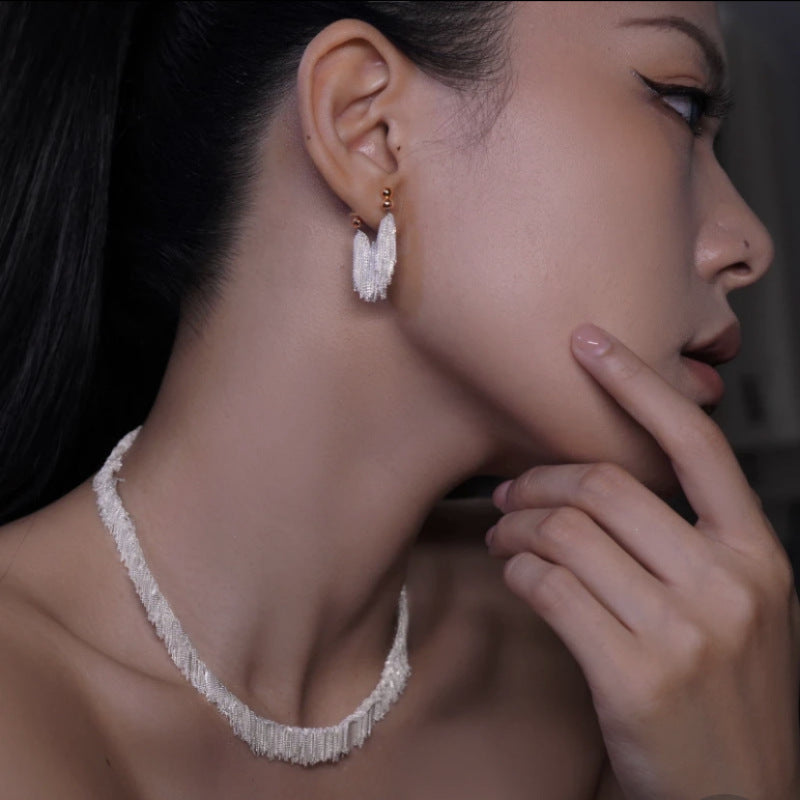 Imalken – Kolczyki z Frędzlami w Kształcie Wodospadu