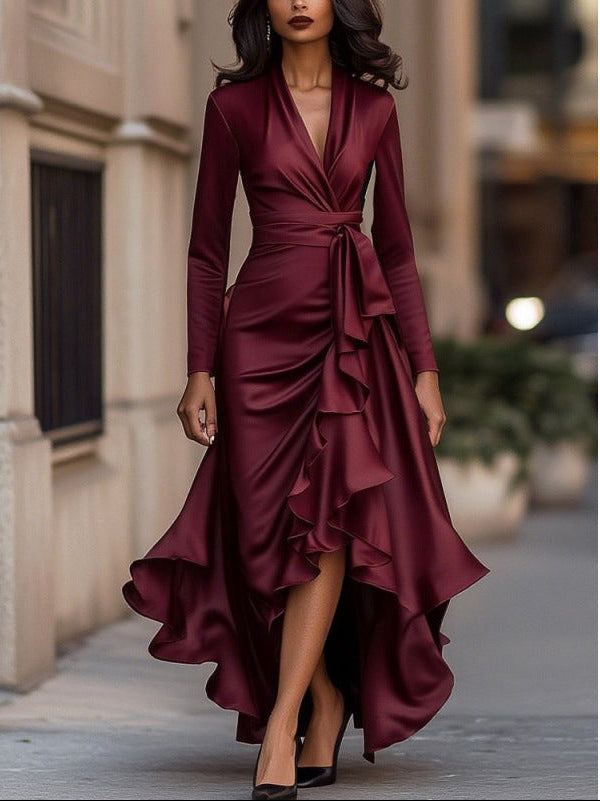 Arina – Elegancka Sukienka Maxi z Falbanami