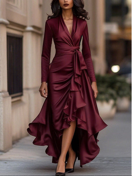 Arina – Elegancka Sukienka Maxi z Falbanami