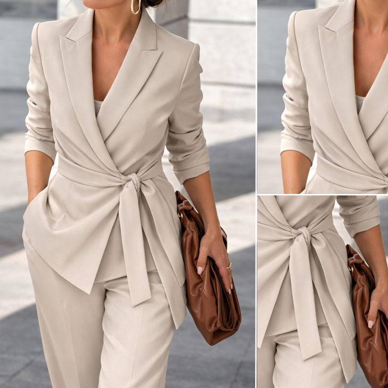 Aliona – Zestaw Składający Się z Marynarki Kopertowej i Spodni