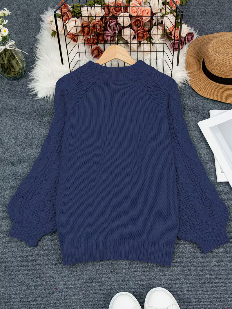 Elayra - Swobodny Luźny Sweter z Dzianiny