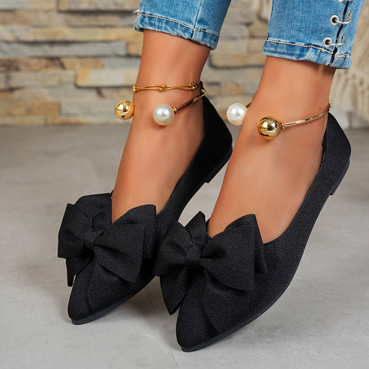 Jonita – Baleriny z Ostrym Noskiem i Paskiem z Tyłu z Perłą