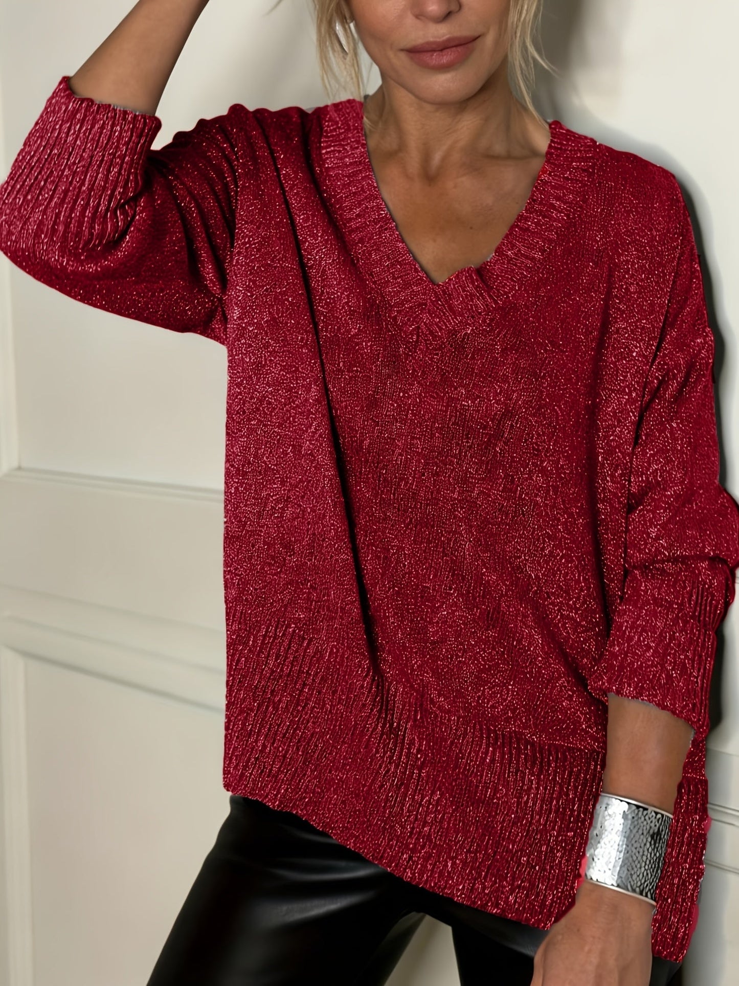 Healy – Sweter z Dzianiny z Dekoltem w Szpic