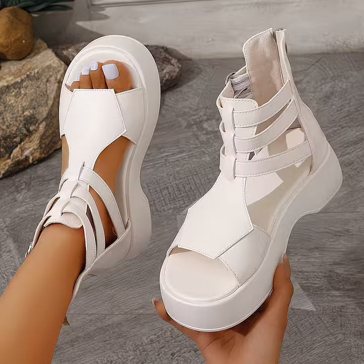 Austeja - Sandały na Grubej Platformie z Odkrytymi Palcami