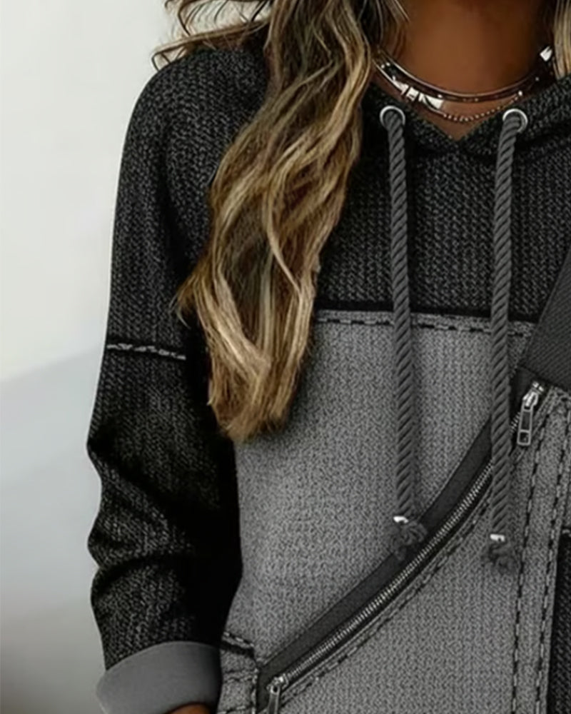 Eija – Stylowa Bluza z Kapturem w Kolorze Blokowym