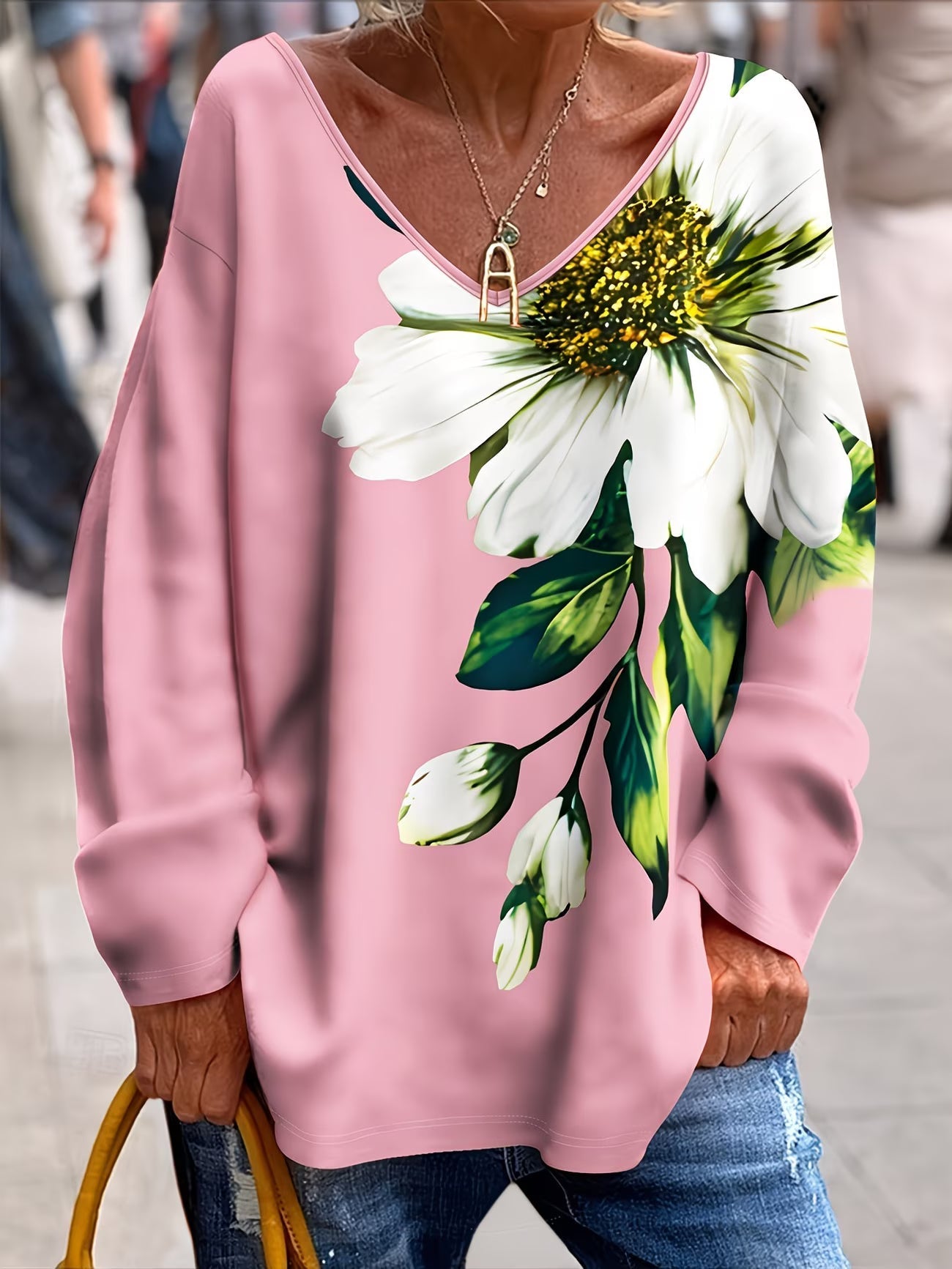 Daphna – Koszulka z Nadrukiem Kwiatowym w Dużym Rozmiarze