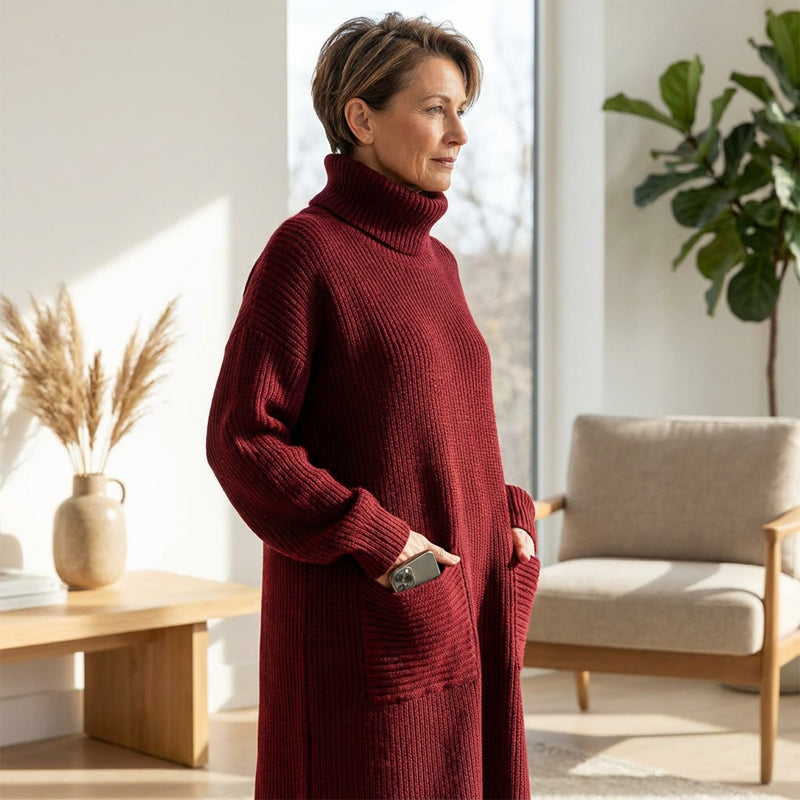 Keeti – Sukienka z Golfem i Kieszeniami